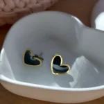 Χειροποίητα Σκουλαρίκια Καρδιά Μαύρο